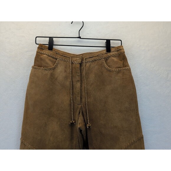 Wilsons Leather Pelle Studio Tan Leather Pants Women's 6 Native American look - Picture 2 of 13